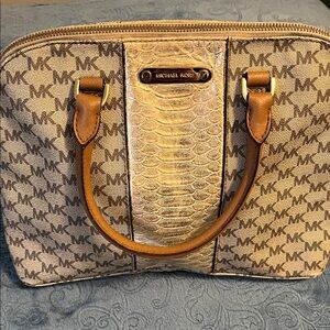 Michael Kors Tan and Gold Satchel